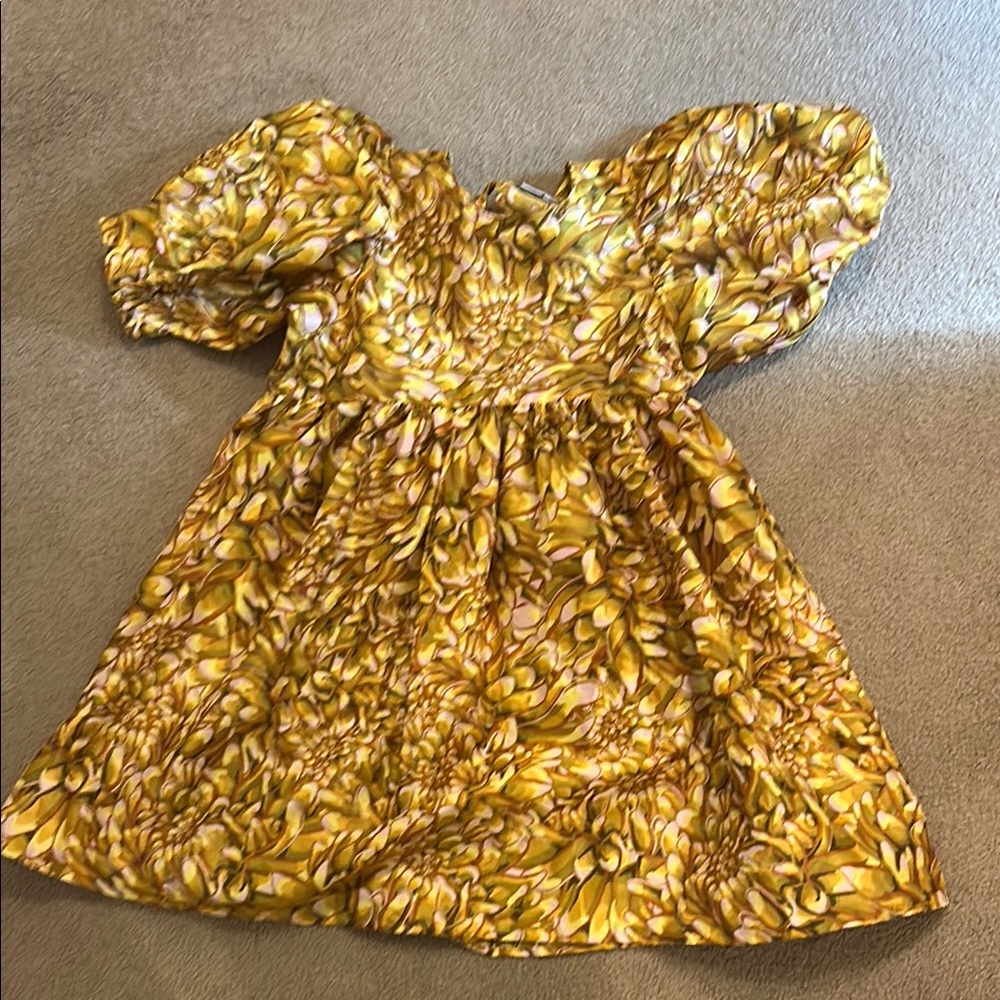 Kika Vargas Yellow and Pink Patterned Dress